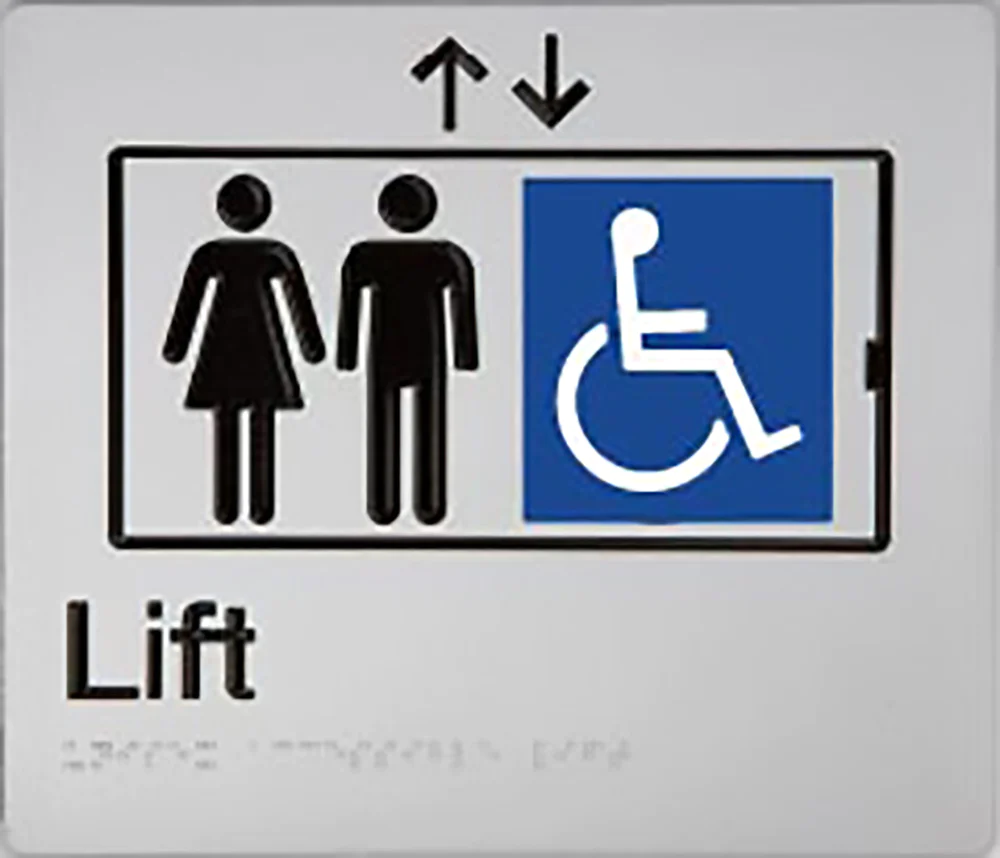 Sign, Lift, , Silver/Black PVC