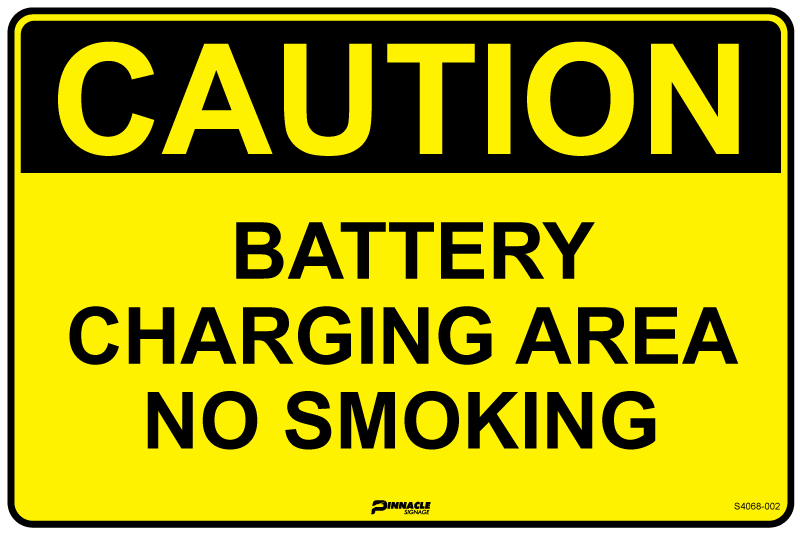 Caution Battery Charging Area No Smoking Sign
