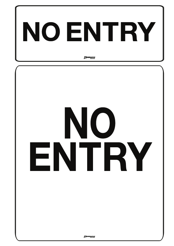 No Entry, Black on White Sign