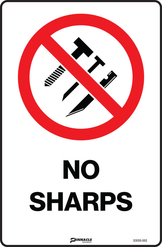 No Sharps (Three Pictos) Sign