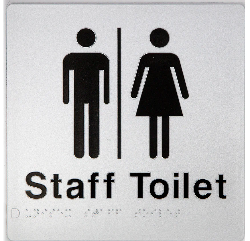 Sign, Unisex Staff Toilet, , Blue/White PVC