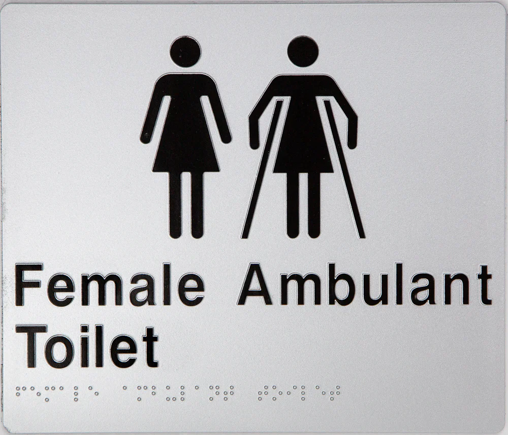 Sign, Female Toilet & Female Ambulant Toilet, , Blue/White PVC