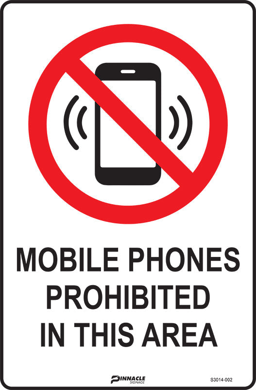 Mobile Phones Prohibited In This Area Sign