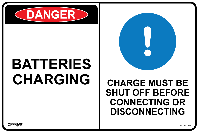 Multi Sign - Batteries Charging/Charge Must Be Shut Off Before Connecting...