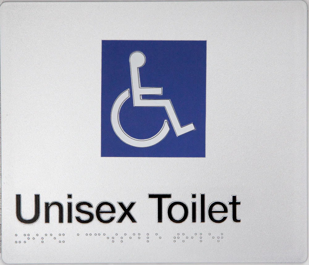 Sign, Unisex Disabled Toilet, , Blue/White PVC