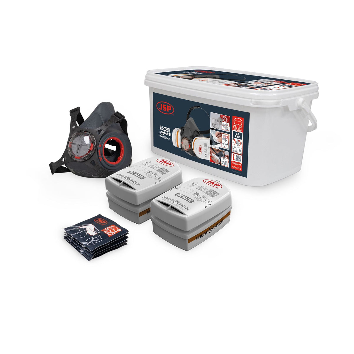 JSP Safety BHT0B3-0L5-UAN Force Typhoon 8 Half Mask Respirator Spray Painters Kit With A2P2 Filters