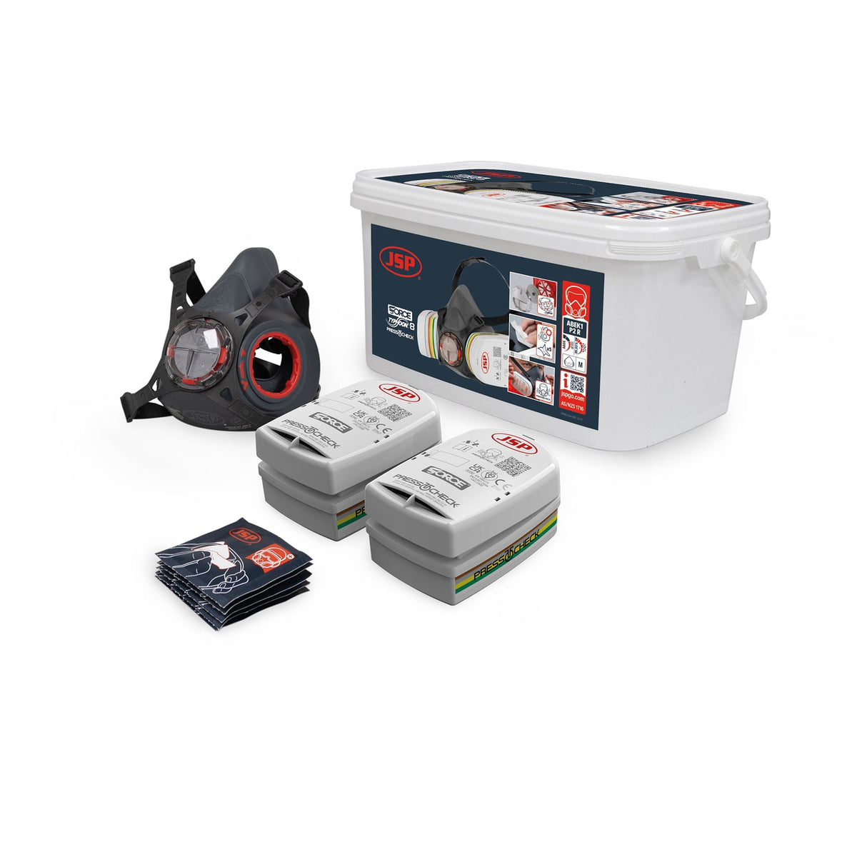 JSP Safety BHT0C3-0L5-UAN Force Typhoon 8 Half Mask Respirator Multi-Gas Kit With ABEK1P2 Filters