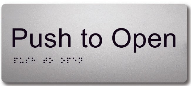 Sign, Push To Open, , Silver/Black PVC