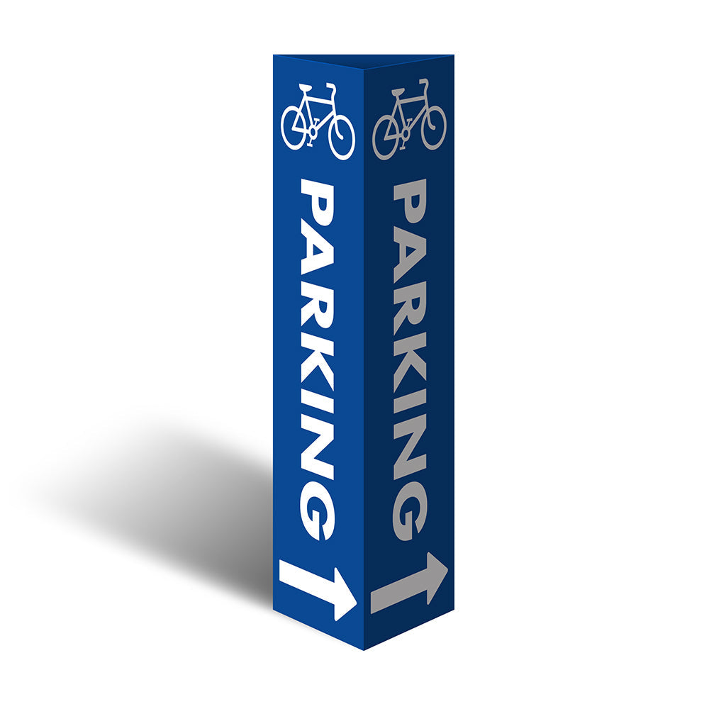Three Sided Bollard Cover Surround, Parking Right Arrow (Bicycle Picto)