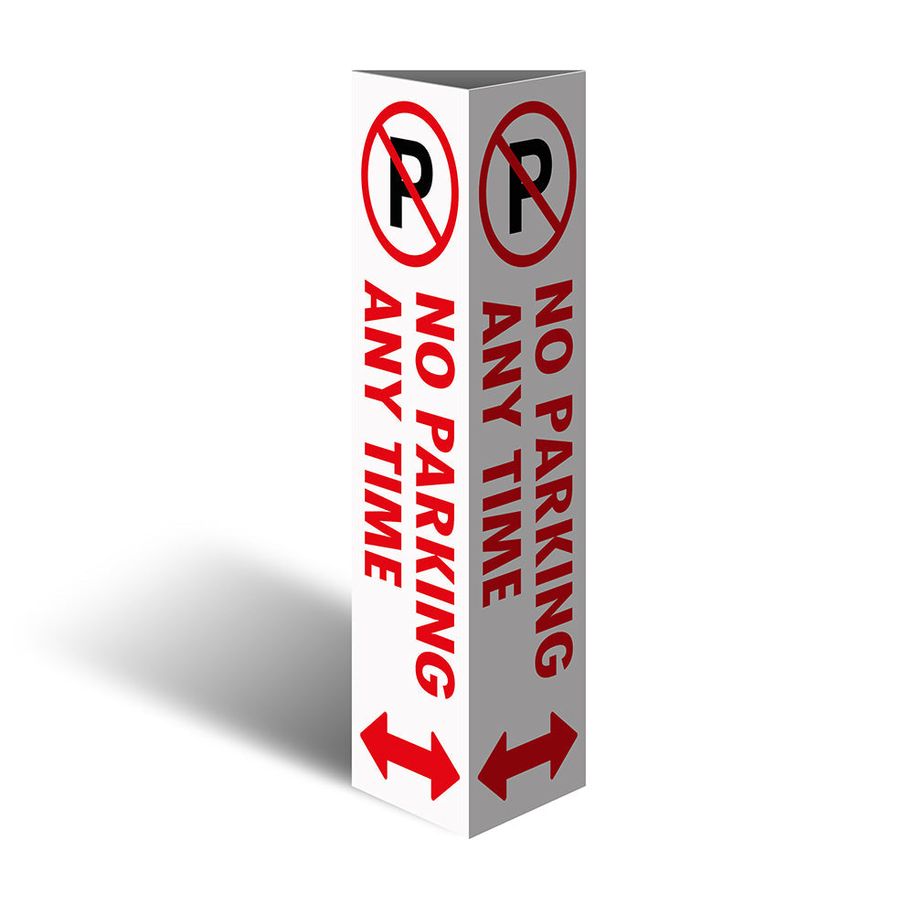 Three Sided Bollard Cover Surround, No Parking Any Time (Dual Arrows)