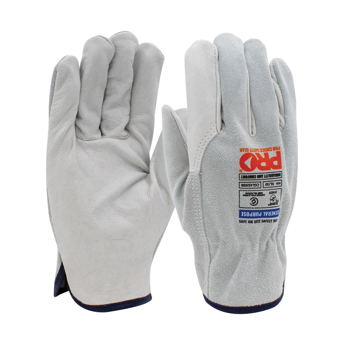 Pro Choice Safety Gear CGL41NSB Riggamate Natural Cowgrain Palm / Split Back Gloves
