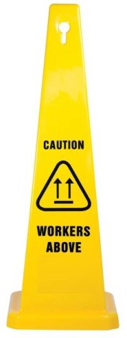 Safety Cone, Caution Workers Above Sign