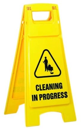 Plastic Sign Stand, , Cleaning In Progress