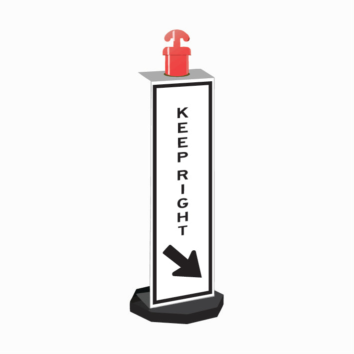 Bollard Sign, Keep Right (With Arrow)