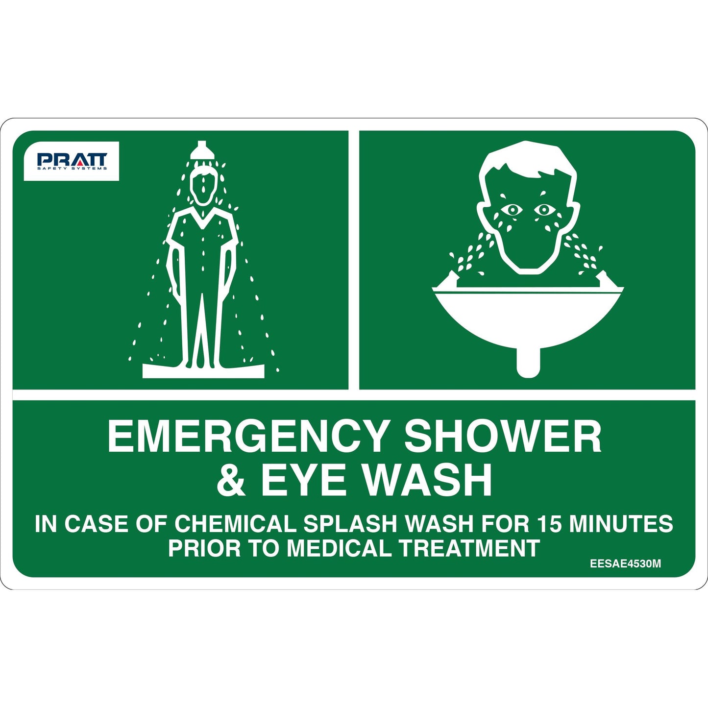 Pratt Safety Emergency Shower & Eyewash Sign 450 x 300mm Metal