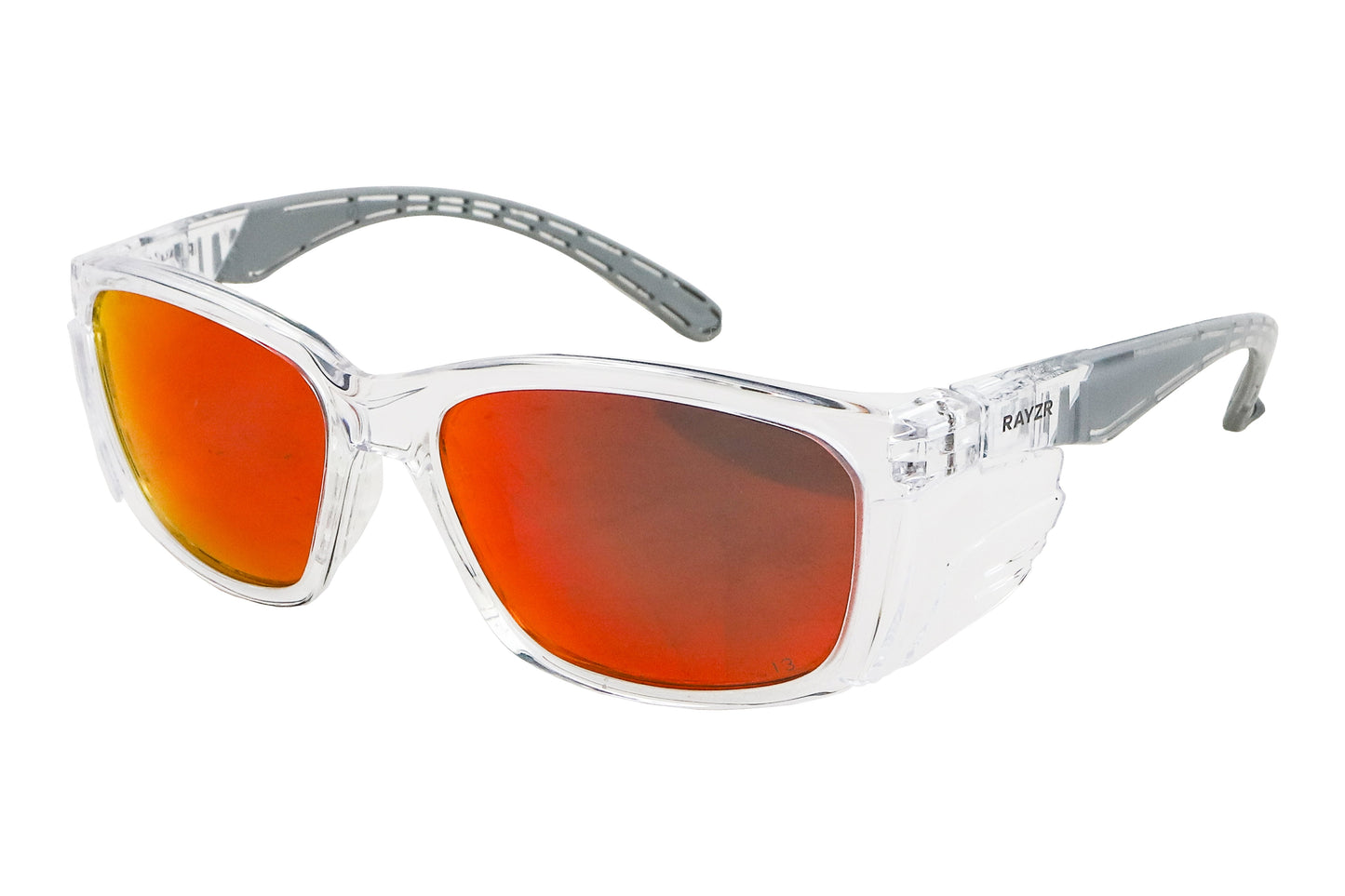 Maxisafe ERZ385 Rayzr Safety Glasses - Clear Frame - Red Mirror Polarised