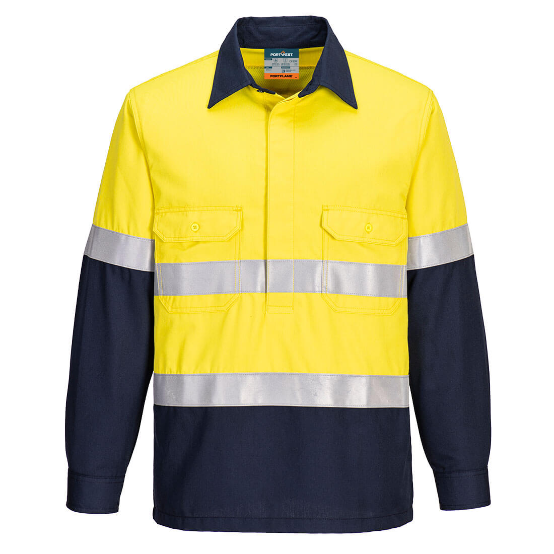Portwest Portflame FR Class D/N Two-Tone Vented Shirt in Yellow/Navy