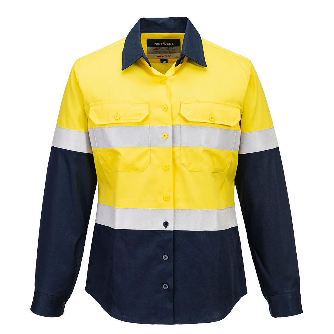 Portwest Bizflame FR Women's Shirt in Yellow/Navy