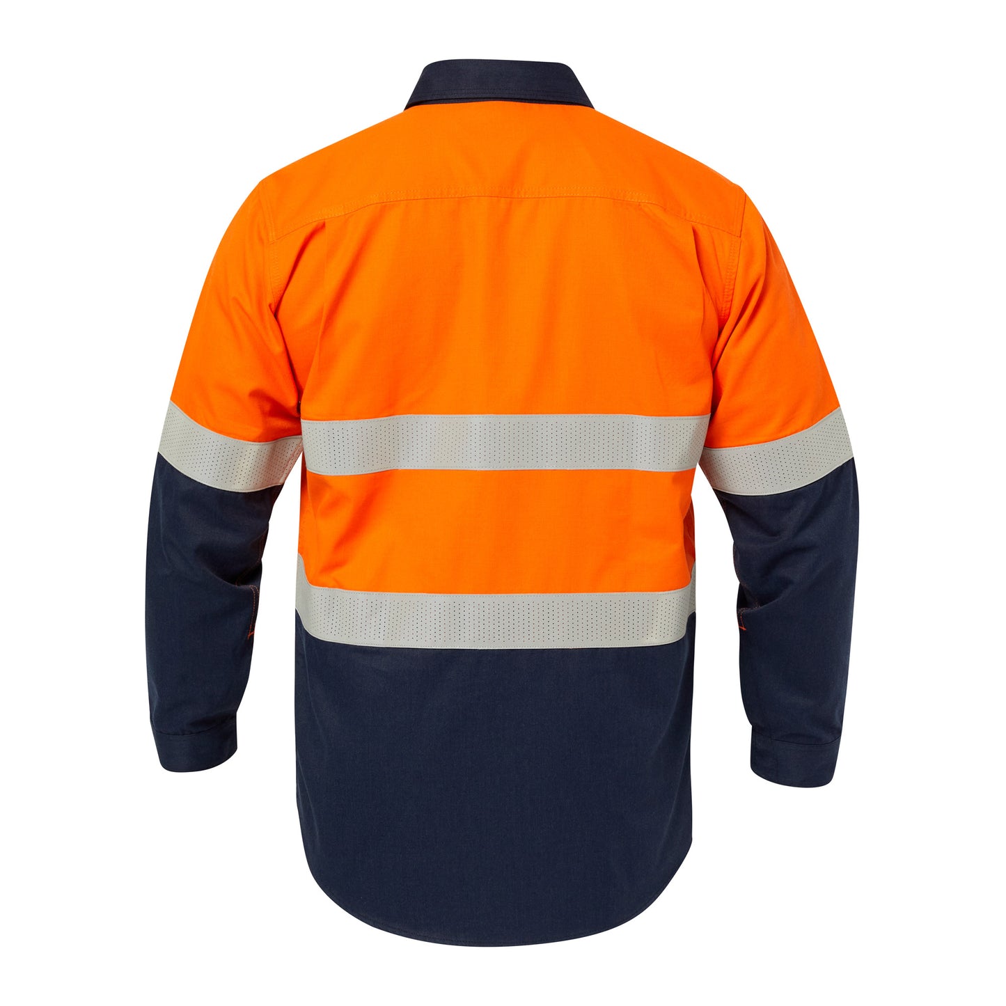 Flamebuster FSV015A Mens HRC2 Inherent Hi Vis Reflective Shirt With Gusset Sleeves in Orange/Navy