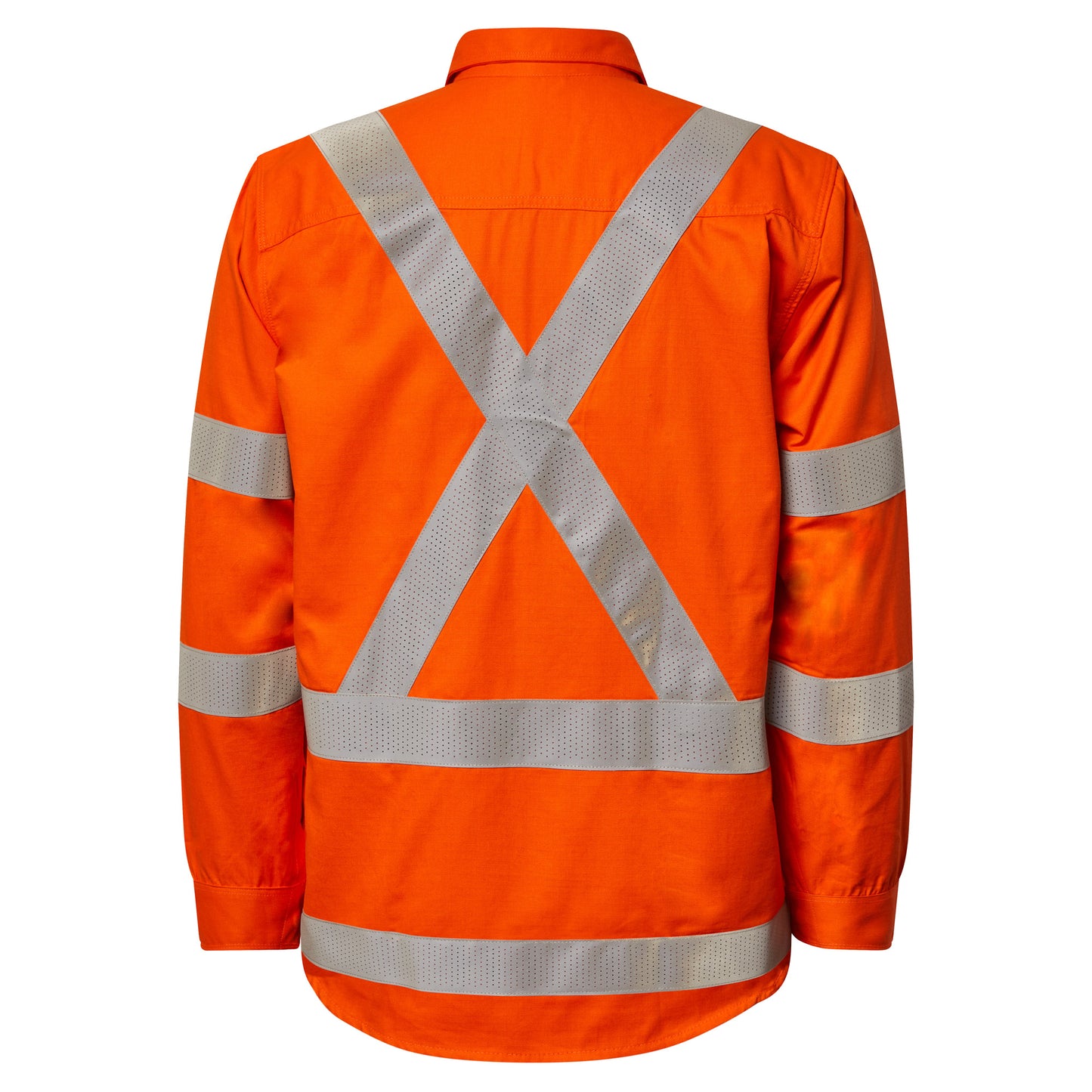 Flamebuster FSV031A Mens HRC2 Inherent Hi Vis Closed Front Reflective Shirt With X Pattern And Gusset Sleeves in Orange