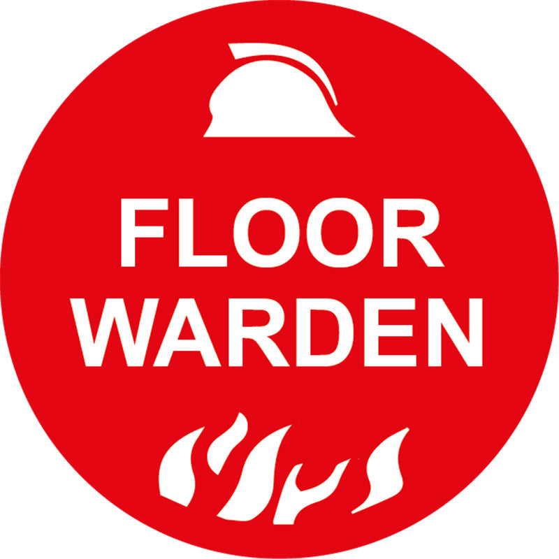 Floor Warden, Round Hardhat Stickers, Pack/12 Sign