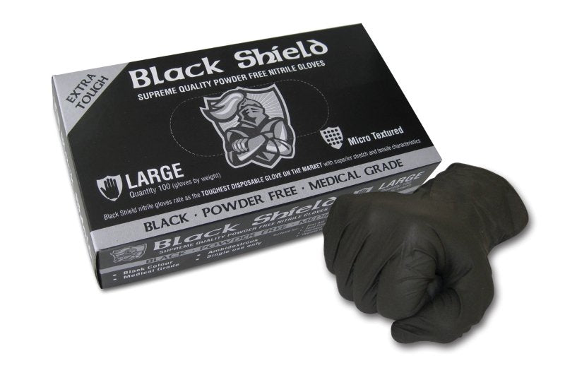 Maxisafe GNB218 Black Shield Heavy Duty Disposable Nitrile Gloves, Powder Free