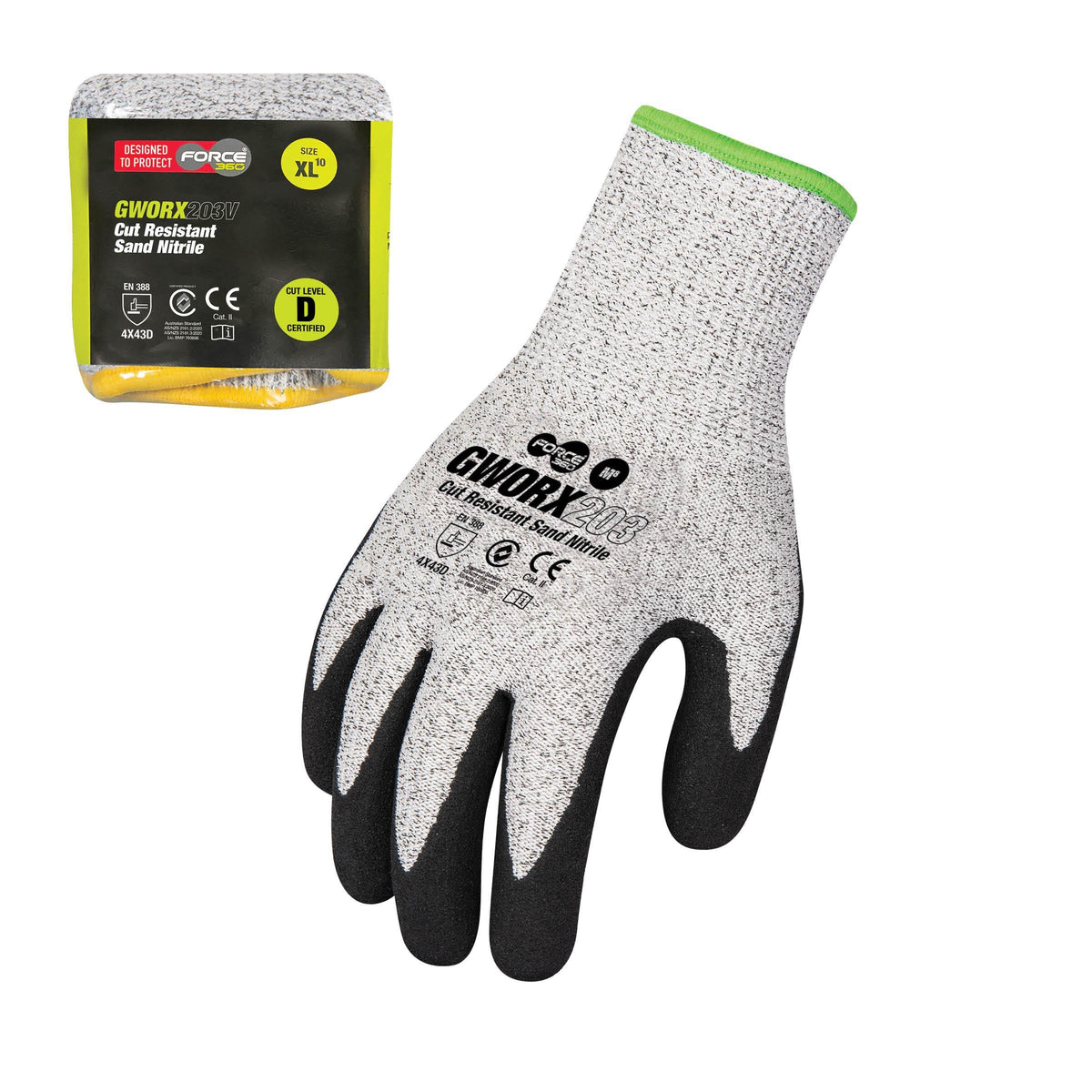 Force360 GWORX203V Force360 Cut Resistant Sand Nitrile Glove (Cut Level C) Vend-Ready Packaging