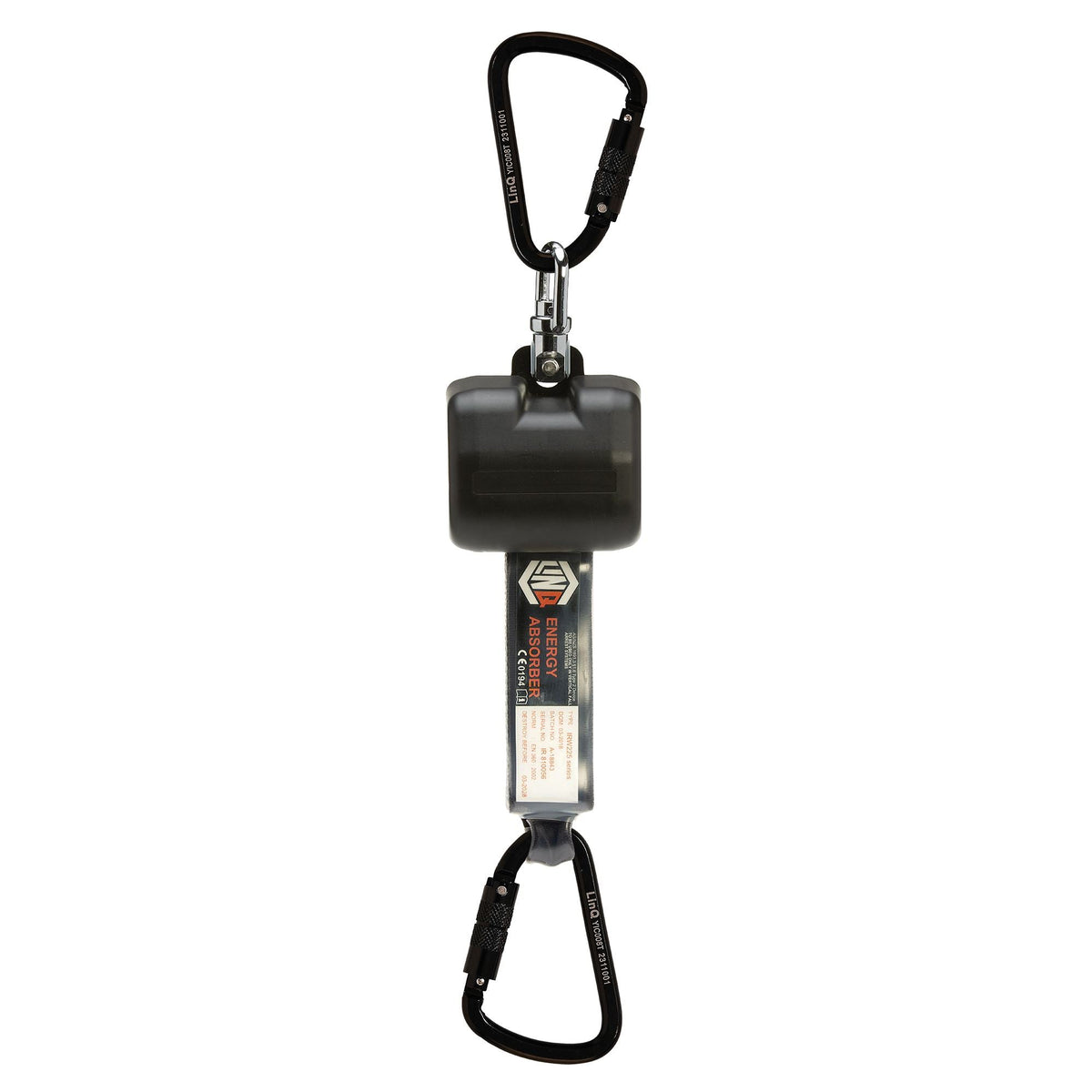 LINQ Height Safety IRW225KTKT Self Retracting 2.5M Webbing Lanyard with 2 x Triple Action Karabiners