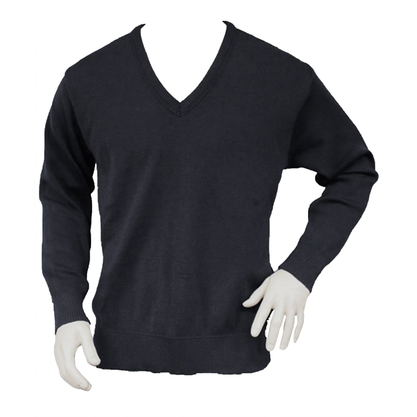 V24 Interknit Plain Knit V-Neck 100% Merino Wool Jumper