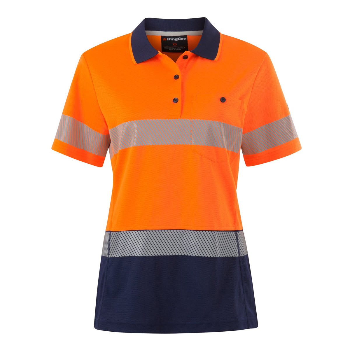 King Gee K44224 Womens Workcool Hyperfreeze Spliced Short Sleeve Polo with Segmented Tape
