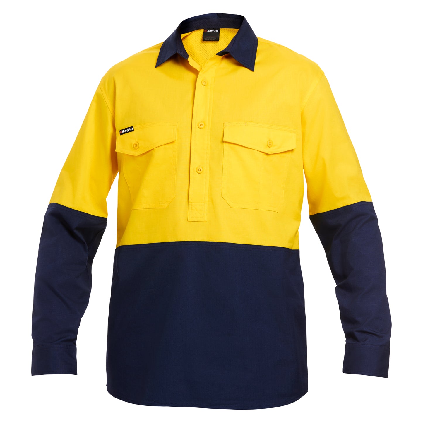 King Gee K54876 Workcool 2 Hi-Vis Two Tone Closed Front Long Sleeve Shirt