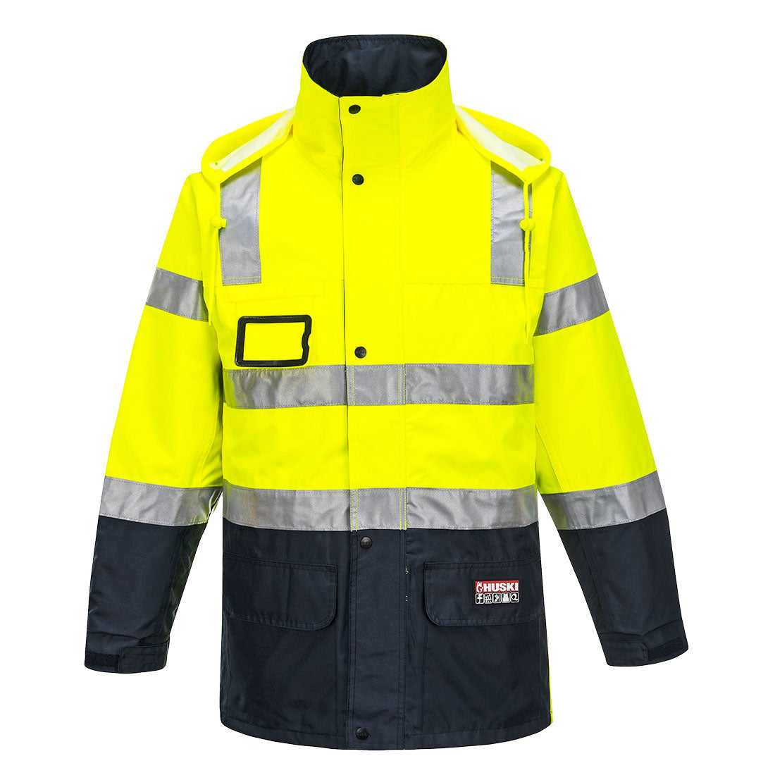 Portwest Huski Transit Hi-Vis Rain Jacket in Yellow/Navy