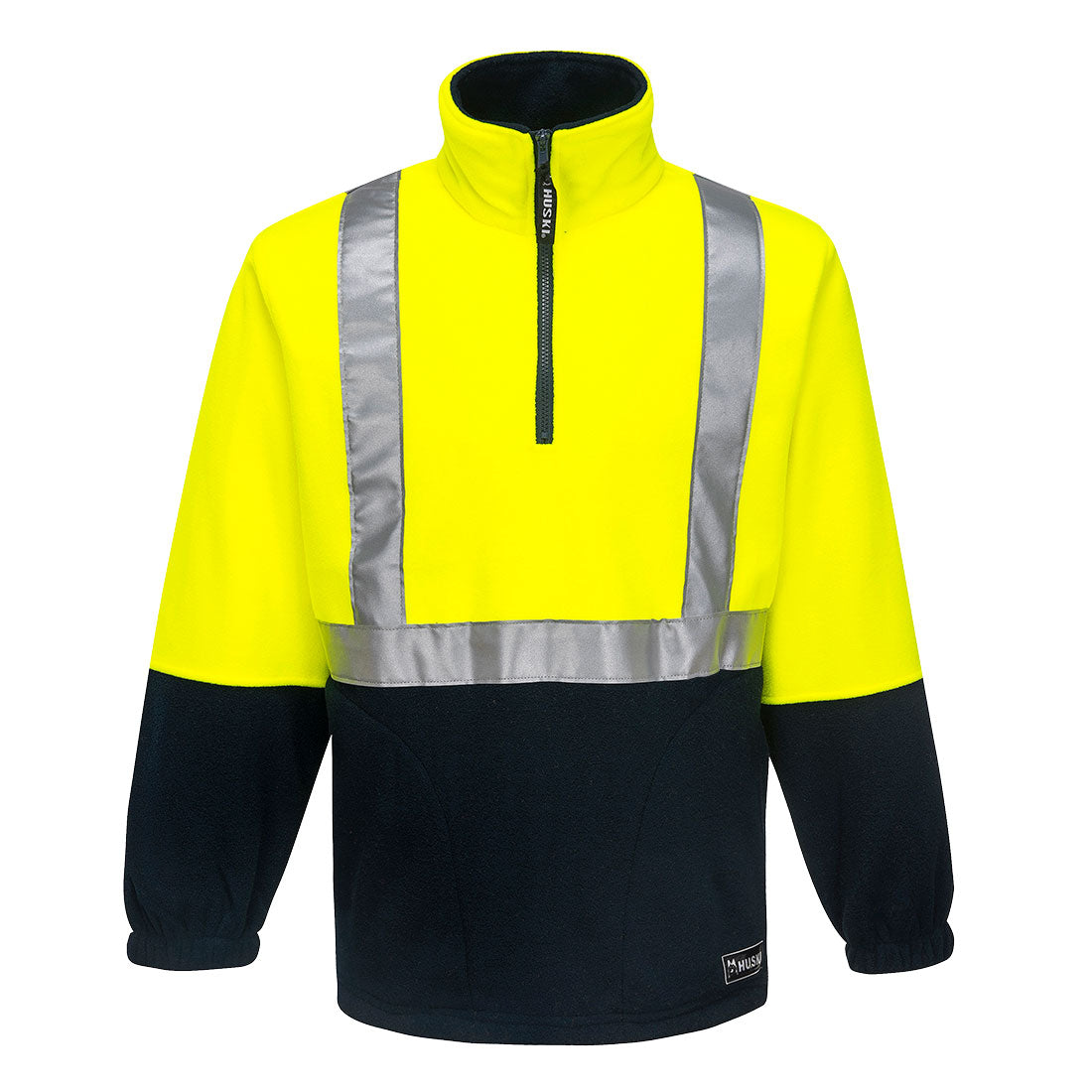 Portwest Huski Utility Hi-Vis Contrast 1/4 Zip Polar Fleece in Yellow/Navy