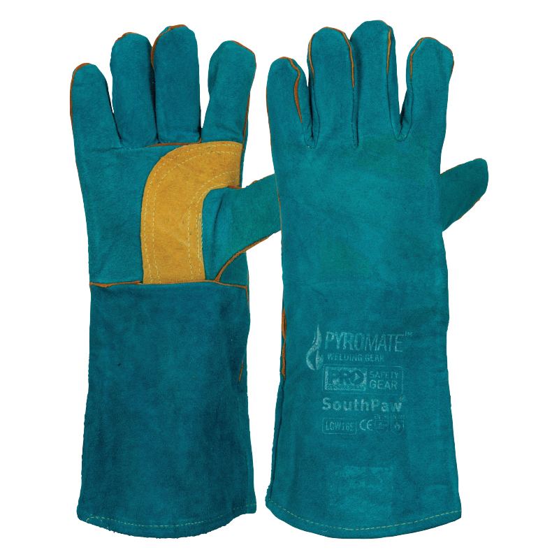 Pro Choice Safety Gear LGW16E Pyromate South Paw Left Hand Pair -Green & Gold Kevlar Glove Green