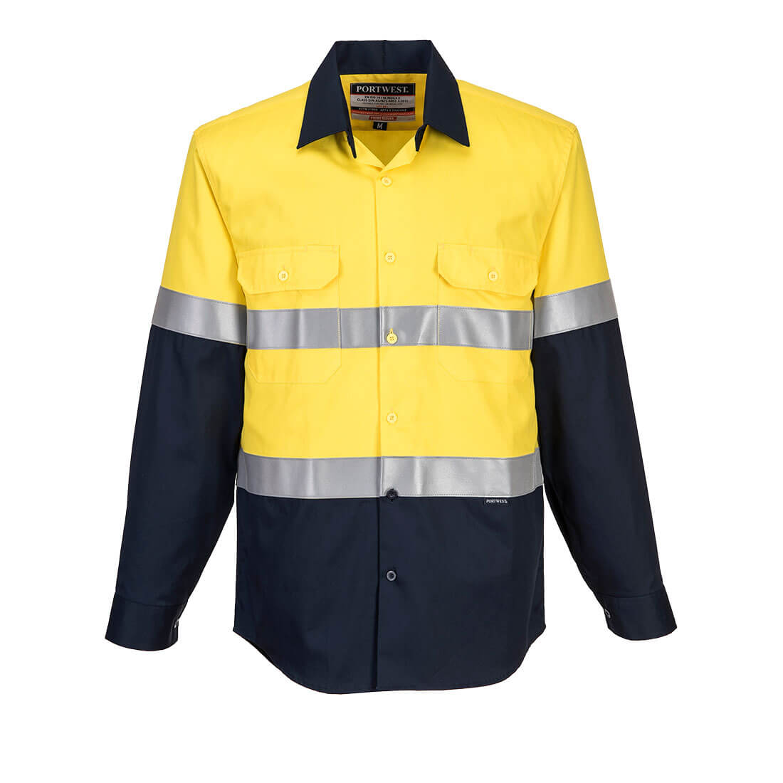 Portwest Bizflame FR Class D/N Shirt in Yellow/Navy