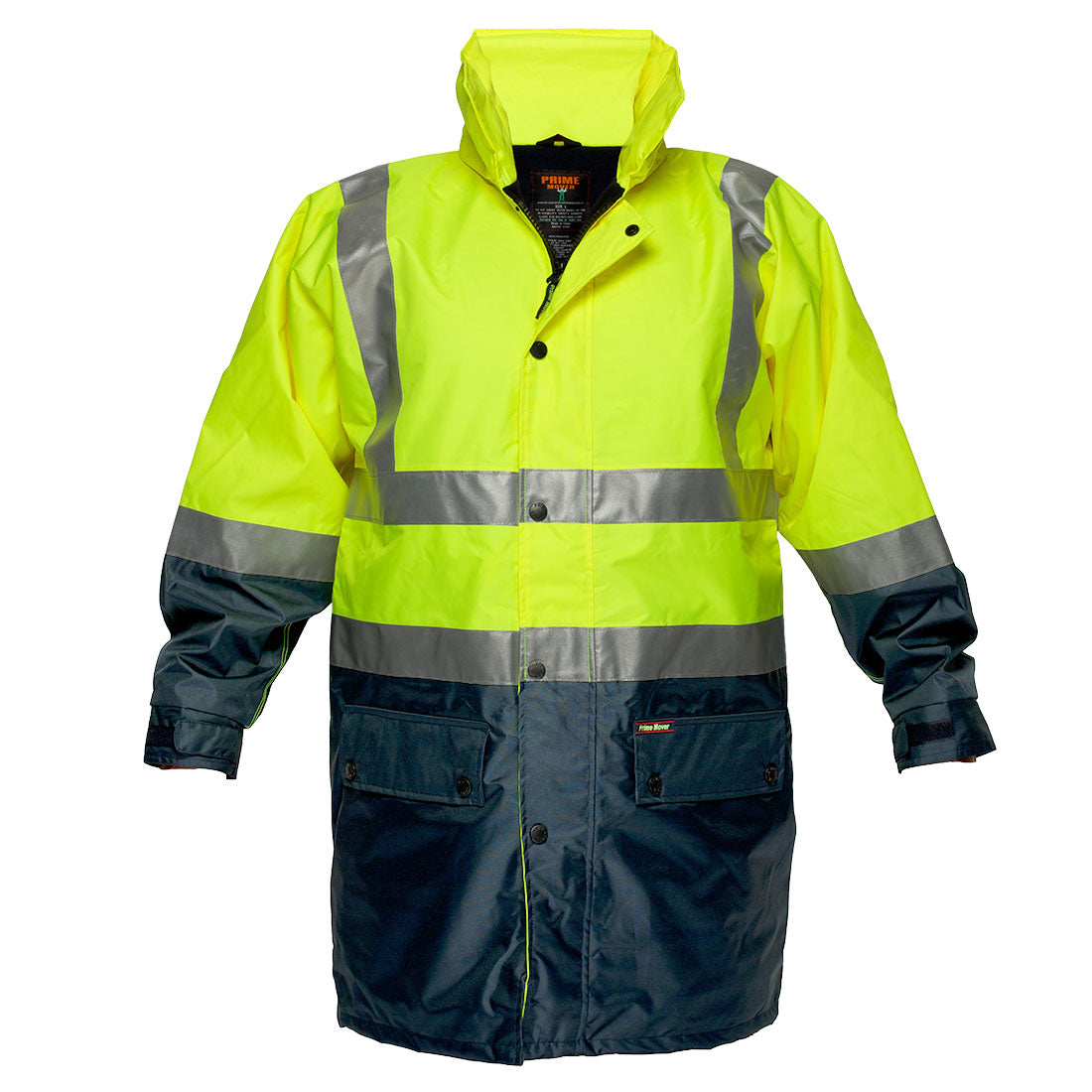 Portwest Hi-Vis Polar Fleece Lined Contrast Traffic Jacket in Yellow/Navy