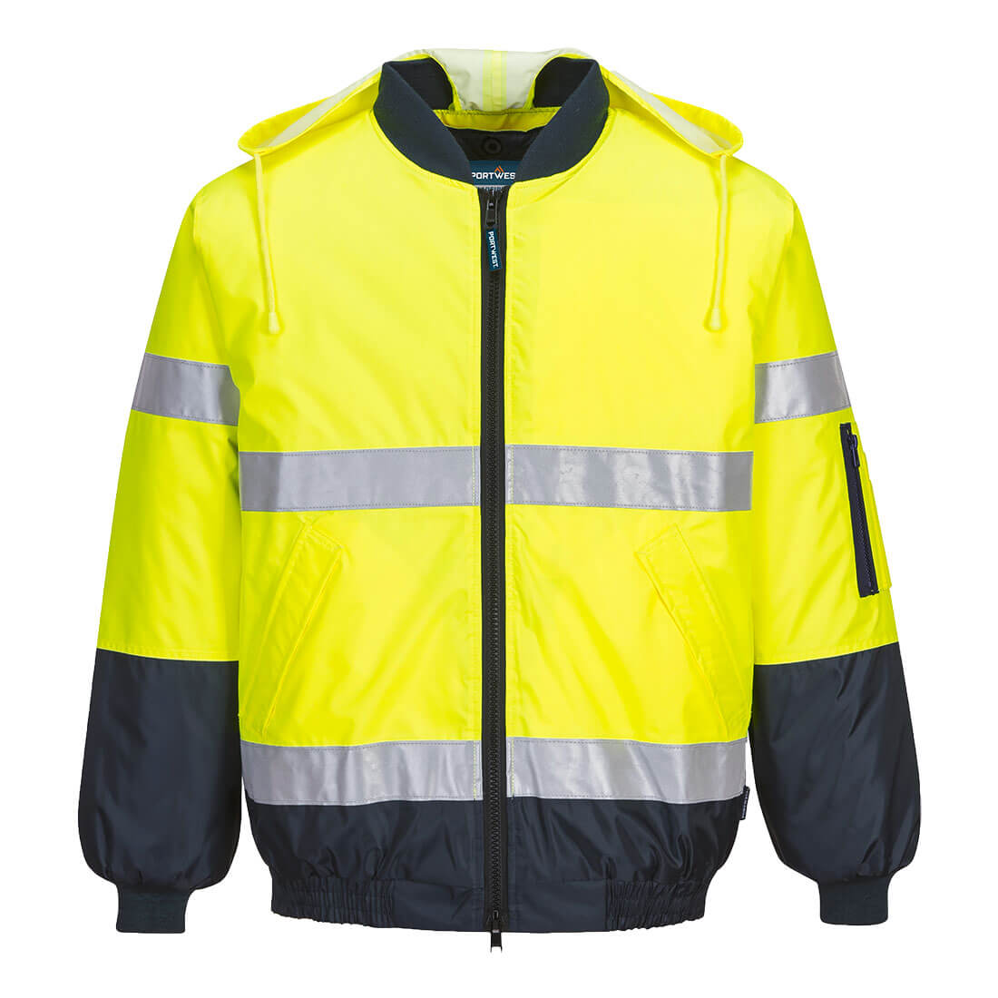 Portwest Hi-Vis Contrast Bomber Jacket in Yellow/Navy