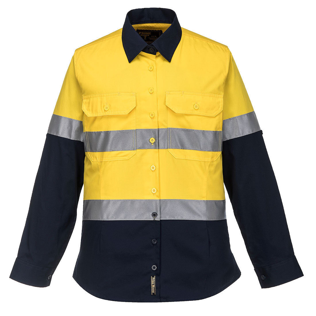 Portwest Hi-Vis Women's Lightweight Contrast Shirt L/S in Yellow/Navy