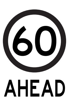 60 Ahead (Portrait), Multi Message , Class 1 Refl. Sign