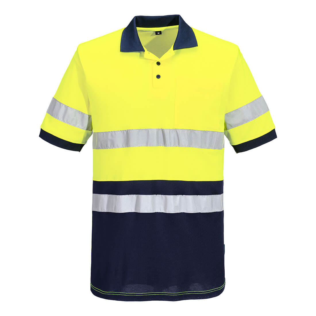 Portwest Hi-Vis Class D/N Contrast Polo shirt S/S in Yellow/Navy