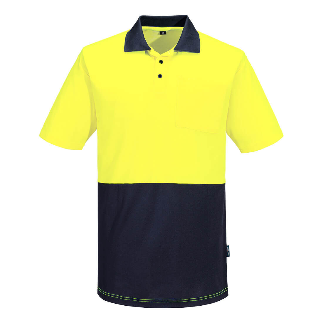 Portwest Hi-Vis Cotton Comfort Contrast Class D Polo Shirt S/S in Yellow/Navy