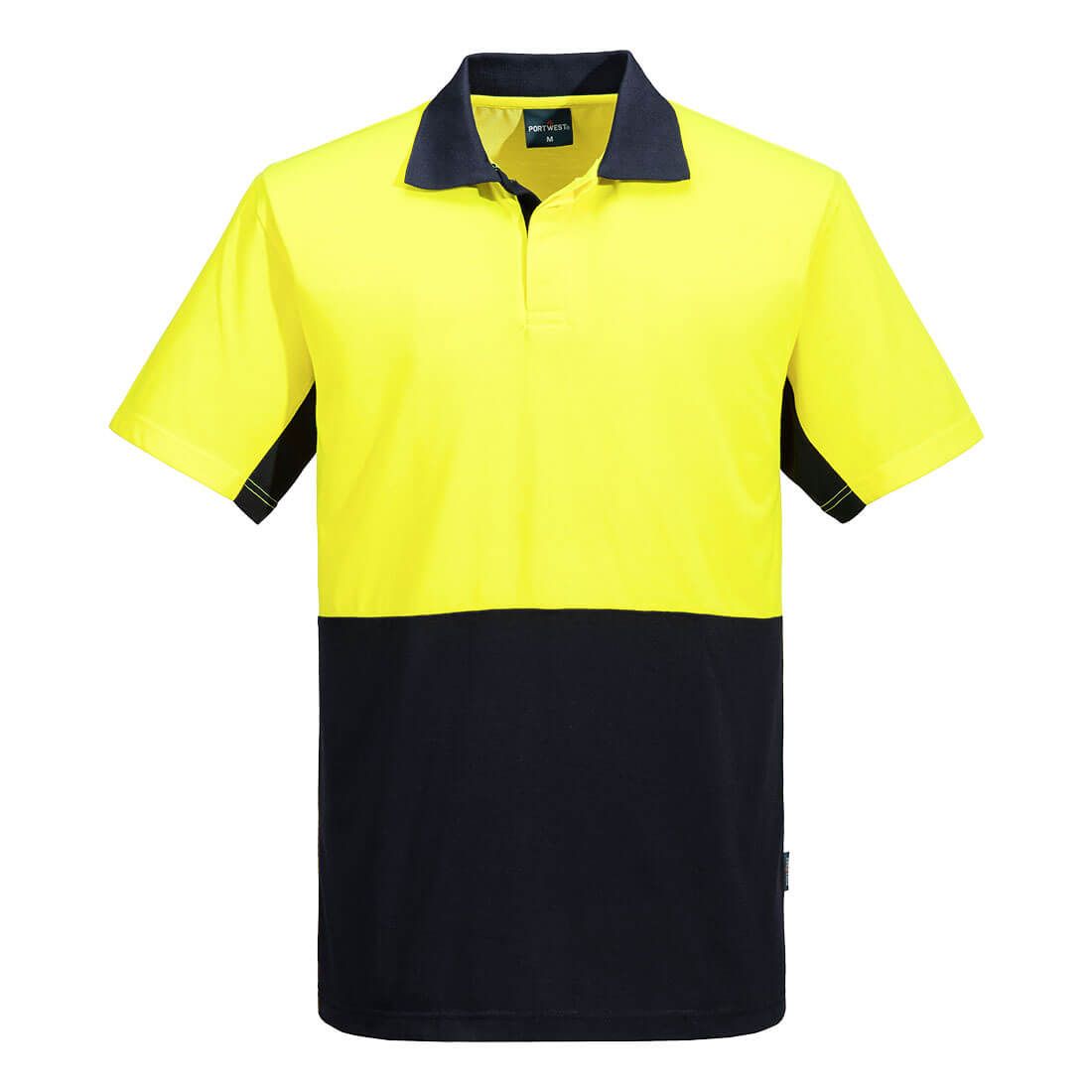 Portwest Hi-Vis Contrast Class D Polo Shirt S/S in Yellow/Navy