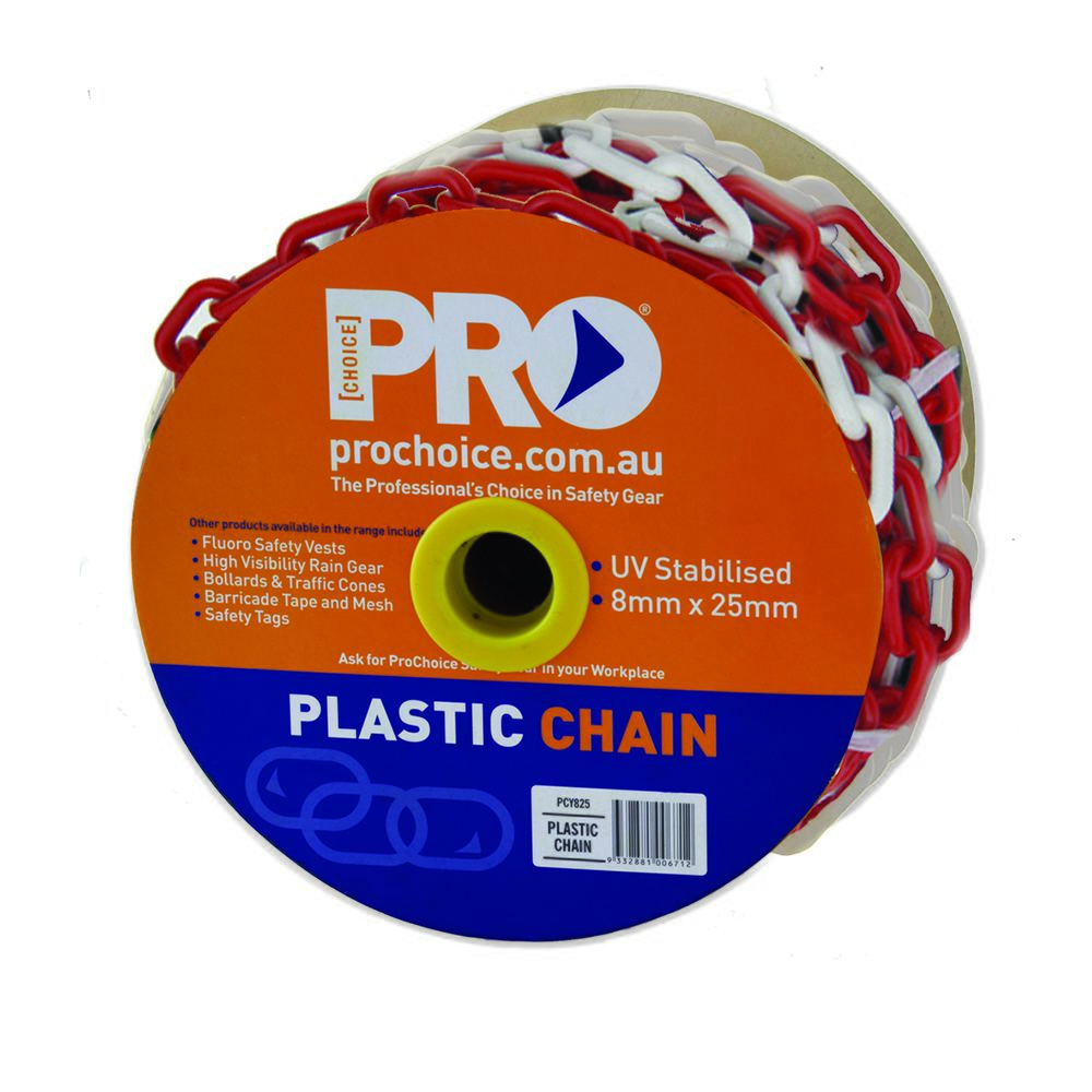 Pro Choice Safety Gear PCRW825 Plastic Safety Chain Red/White 8mm X 25M