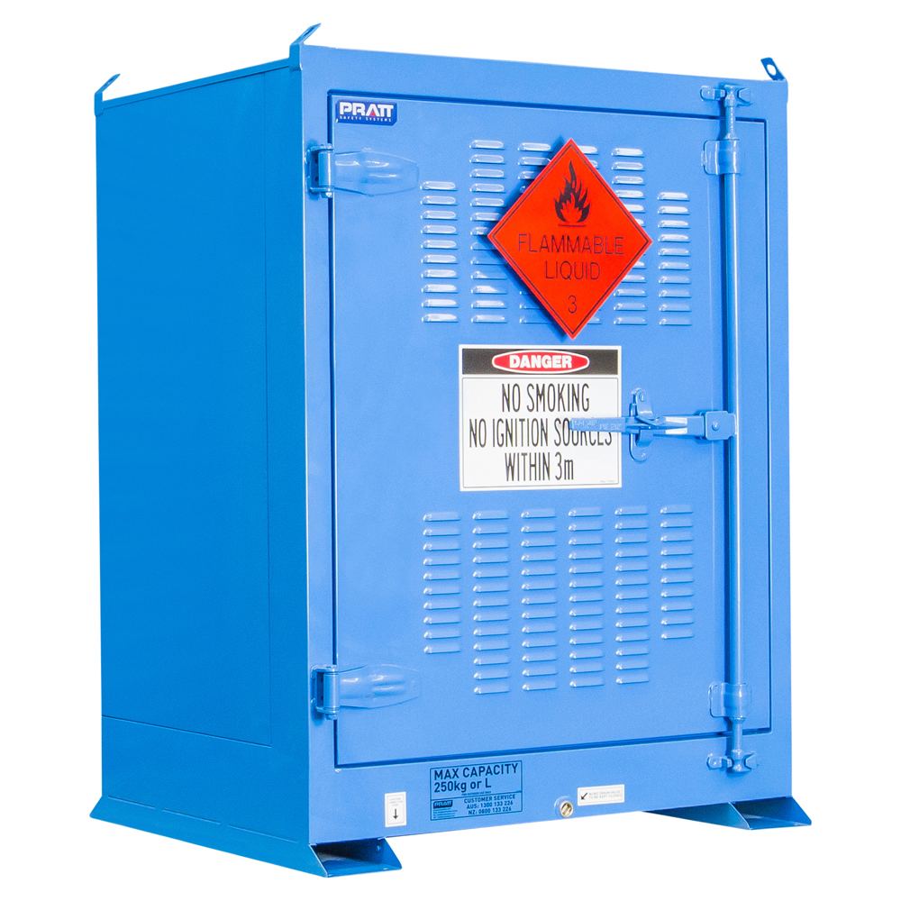 Pratt Safety Dangerous Goods Outdoor Storage Cabinet:250L - 1 Door - 2 Shelves