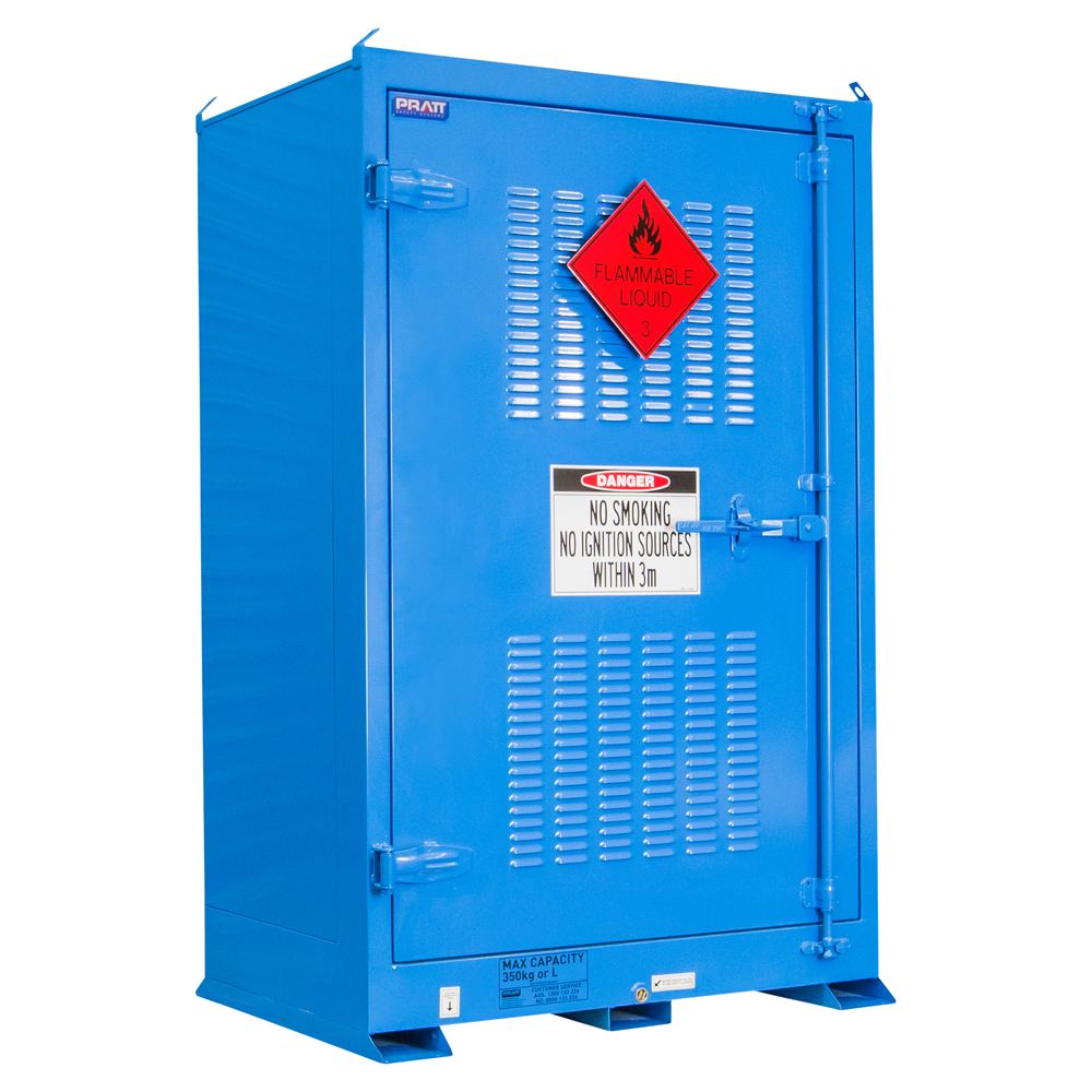 Pratt Safety Dangerous Goods Outdoor Storage Cabinet:350L - 1 Door - 3 Shelves