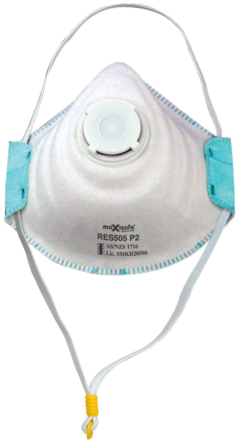 Maxisafe RES505 P2 Moulded Respirator with Carbon filter and Valve, box 10