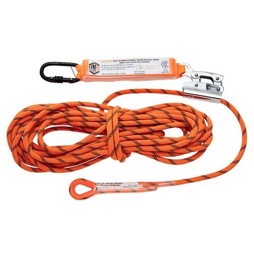 LINQ Height Safety RKRG015SHK1 Rope Kermantle 15m C/W Rope Grab & Perm Attach Shocky With Screwgate Karabiner