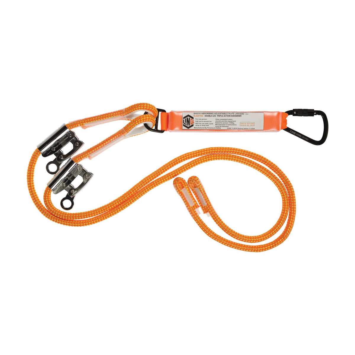 LINQ Height Safety RLA2KTRG Double Adjustable Rope Lanyard With KT & RG X2