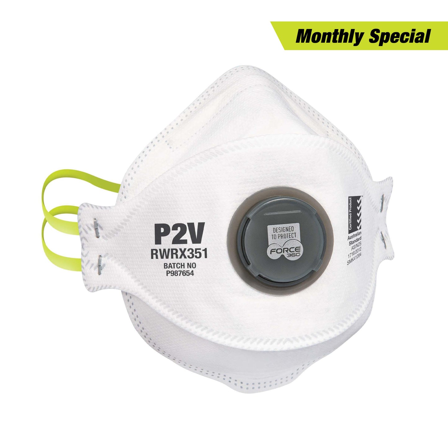 Force360 Force360 P2 Flat Fold Valved Disposable Respirator (10 per box)