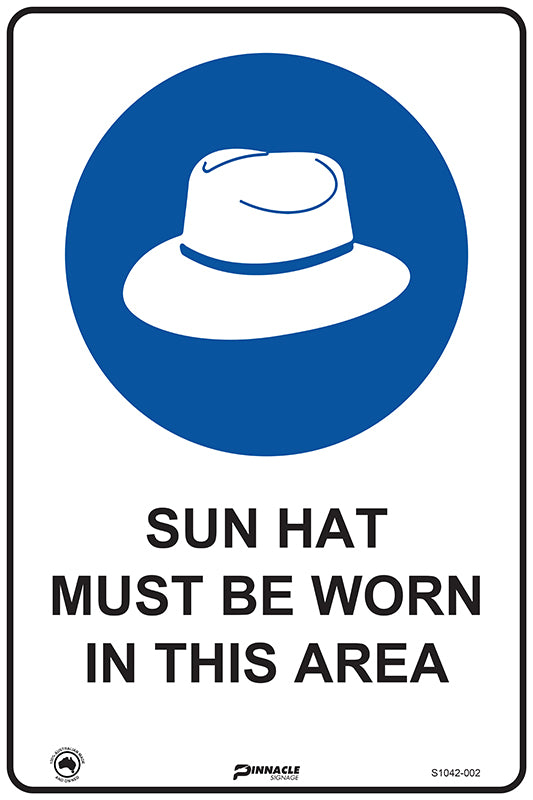 Sun Hat Must Be Worn In This Area Sign